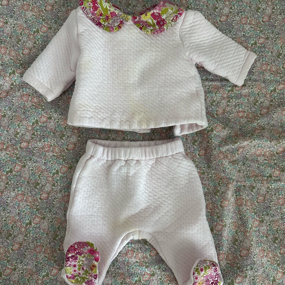 Jacadi Floral Collar Baby Outfit
